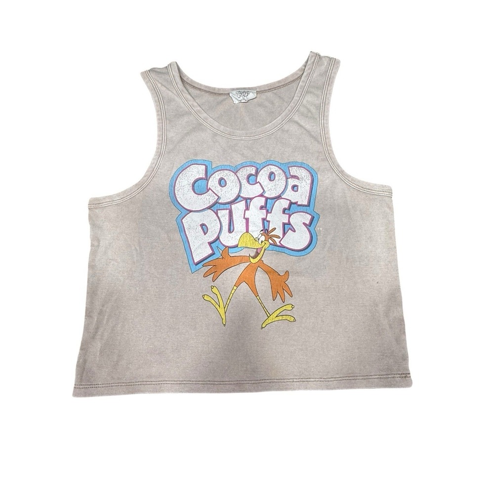 Cocoa Puffs Graphic Tank Top Crop Baby Tee Large Mocha Y2K Nostalgia Streetwear